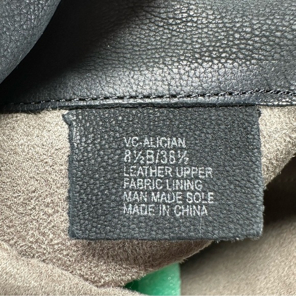 Vince Camuto Alician Leather Black Wedge Heels Buckle Knee High Boots #1299 - Picture 11 of 12